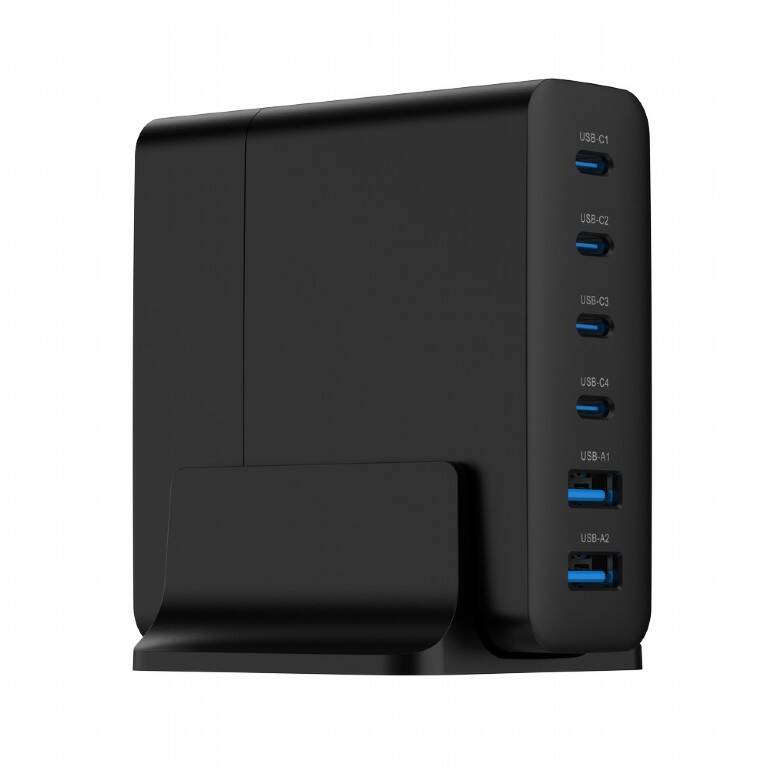 USB snellader 2xA, 4xC 75W Power Delivery zwart