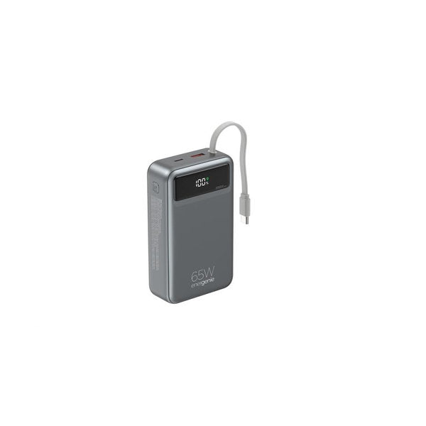 65 W Snelladende powerbank met geïntegreerde kabels, 20000 mAh