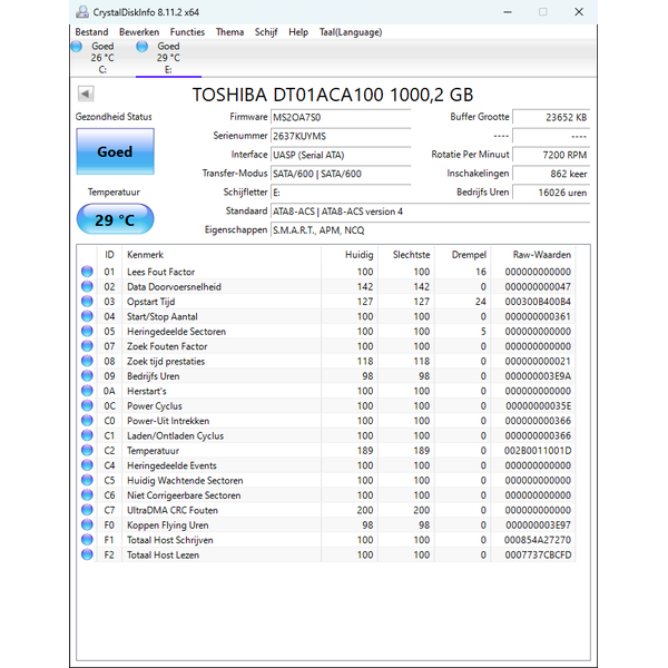 Harde schijf 1 TB 3.5 inch Toshiba