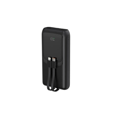 20 W Snelladende powerbank met geïntegreerde kabels, 20000 mAh, zwart