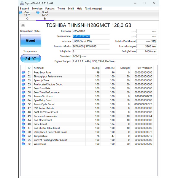Gebruikte ssd Toshiba 128 gb