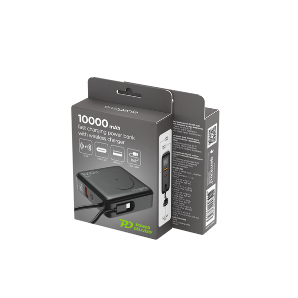 20 W Snelladende powerbank met draadloze laadfunctie 10000 mAh