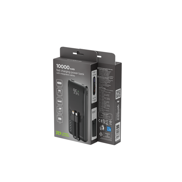 20 W Snel ladende powerbank met geïntegreerde kabels 10000 mAh