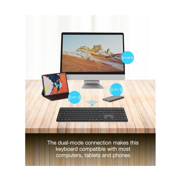 Dual-mode pro-business draadloos toetsenbord, 2.4G+BT, US-layout