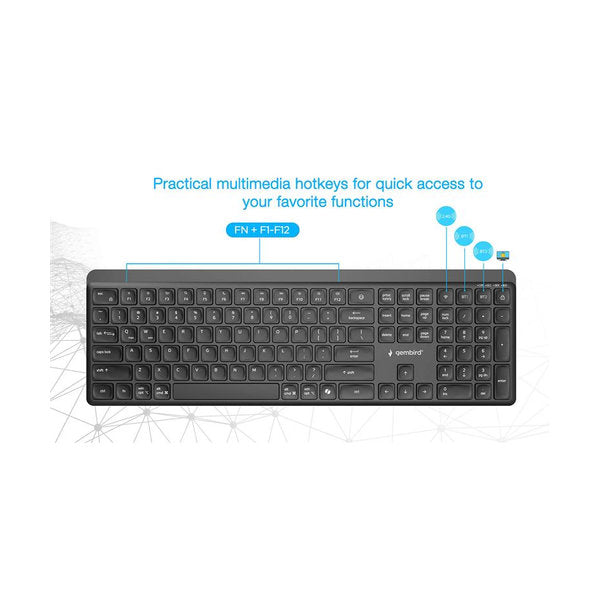 Dual-mode pro-business draadloos toetsenbord, 2.4G+BT, US-layout
