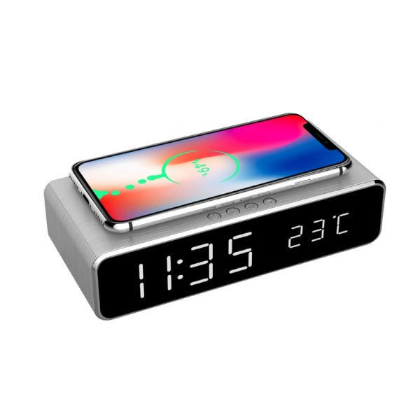 Digitale wekker met draadloze laadfunctie voor smartphone
