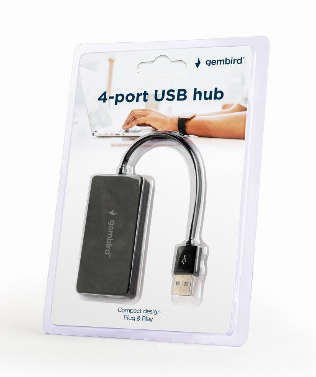 4-poorts USB-hub, zwart