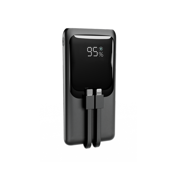 20 W Snel ladende powerbank met geïntegreerde kabels 10000 mAh