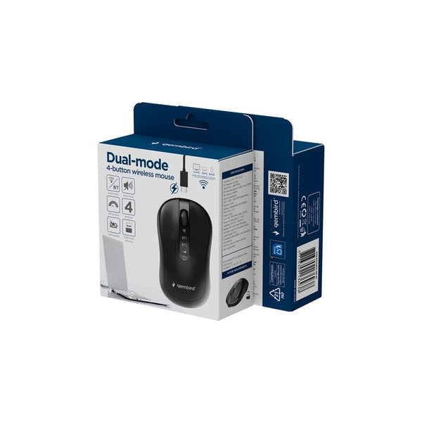 Dual-mode draadloze muis met 4 knoppen, 2.4G+BT