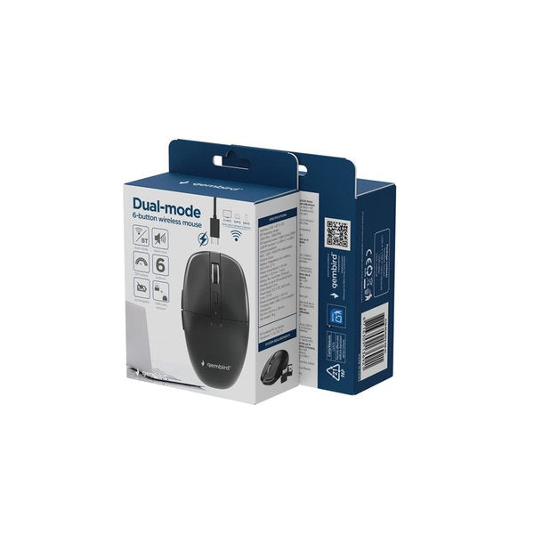 Dual-mode draadloze muis met 6 knoppen, 2.4G+BT