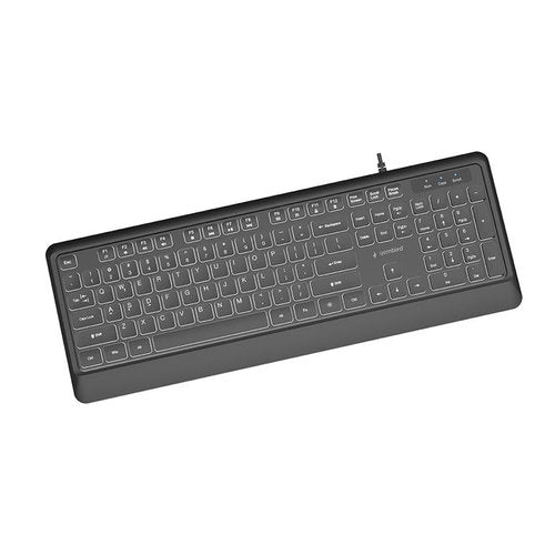 Slimline bedraad toetsenbord met achtergrondverlichting, zwart, US layout